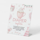 Signe De Table Pink Winter Baby Shower Diaper Raffle Sign (Recto)