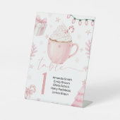 Signe De Table Pink Winter Table Number Card (Recto)
