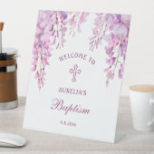 Signe De Table Pink Wisteria Baptism Welcome (In SItu)