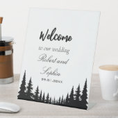 Signe De Table Pins noirs et blancs Mariage d'hiver (In SItu)