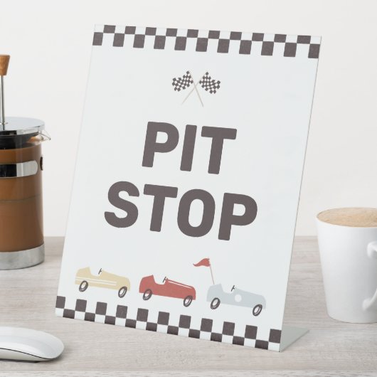 Signe De Table Pit Stop Two Fast Race Car Anniversaire Snack Tabl (In SItu)