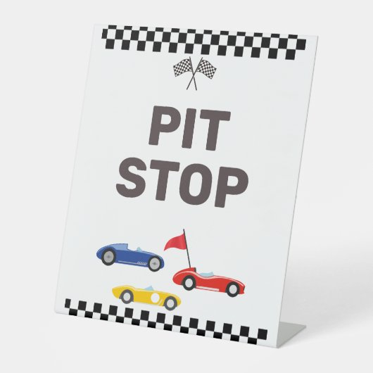 Signe De Table Pit Stop Two Fast Race Car Anniversaire Snack Tabl (Recto)
