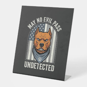 Signe De Table Pitbull Patriotique Chien de Garde