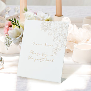 Signe De Table Pivoines blanches romantiques pour livre d'or de m