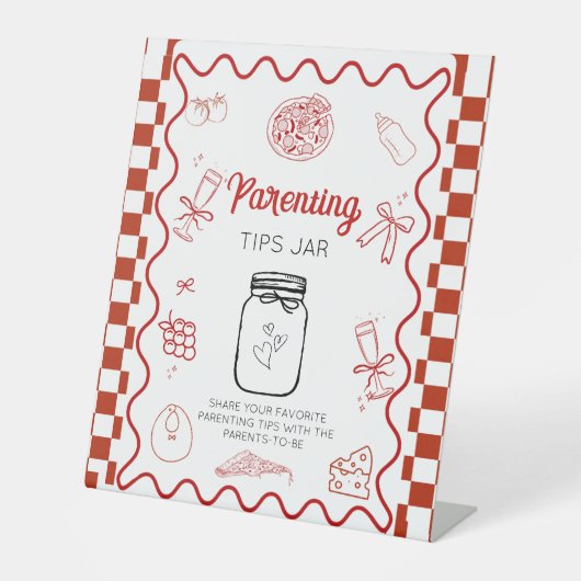 Signe De Table pizza deliv conseils parentaux Baby shower Jar (Recto)