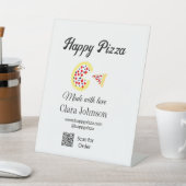 Signe De Table Pizza restaurant café pizzeria scan QR code comman (In SItu)