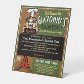 Signe De Table Pizzeria Restaurant Italien Spécialités Menu Promo (Recto)