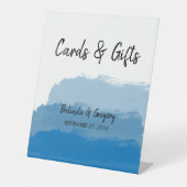 Signe De Table Plage Bleu Aquarelle Mariage Cartes et Cadeaux (Recto)