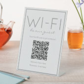Signe De Table Plage côtière Gris Wi-Fi QR Code Guest Table Sign (In SItu)