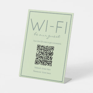 Signe De Table Plage côtière Wi-Fi vert QR Code Guest Table Signa