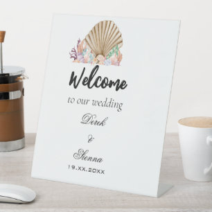 Signe De Table Plage de Coral & Seashell Mariage