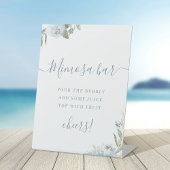 Signe De Table Plage de script floral bleu Dusty Mimosa Bar