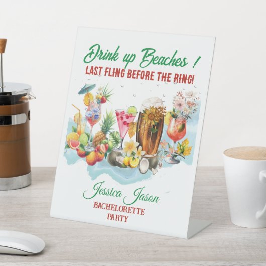 Signe De Table Plage tropicale Cocktails Fruits Bachelorette Part (In SItu)