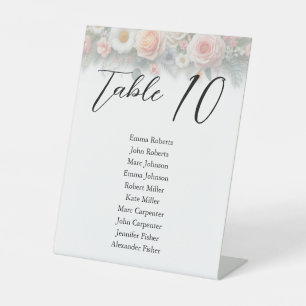 Signe De Table Plan de table de mariage minimaliste floral script