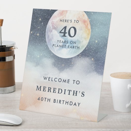 Signe De Table Planète Terre Ciel céleste 40e anniversaire (In SItu)