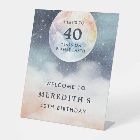 Signe De Table Planète Terre Ciel céleste 40e anniversaire (Recto)