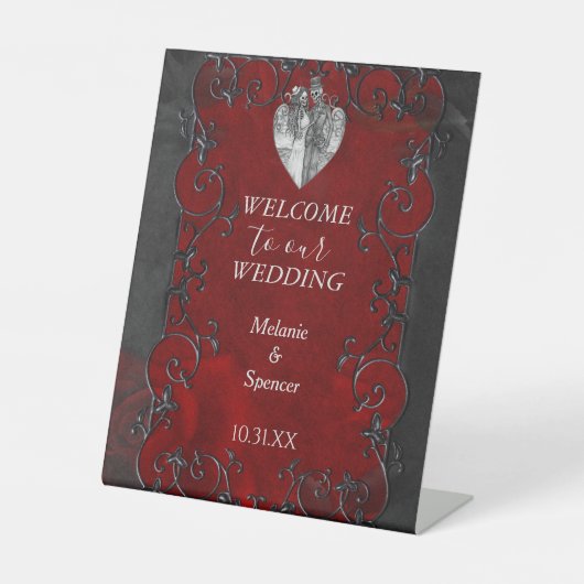 Signe De Table Plaque de bienvenue du mariage d'halloween gothiqu (Recto)