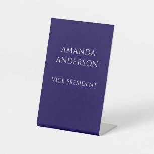 Signe De Table Plaque de nom de vice-président bleu élégant