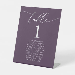 Signe De Table Plum violet minimaliste Mariage Numéro de table Pe