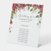 Signe De Table Poinsettia Rouge Écarpe Invités Floraux Assis (Recto)