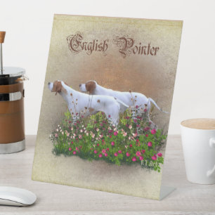 Signe De Table Pointeur Anglais Tapisserie Poster Triptyque Acryl