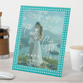 Signe De Table Points blancs sur sarcelle – Mariage personnalisé (In SItu)