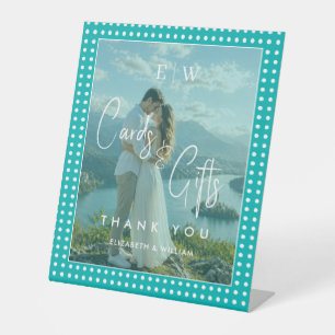 Signe De Table Points blancs sur sarcelle – Mariage personnalisé