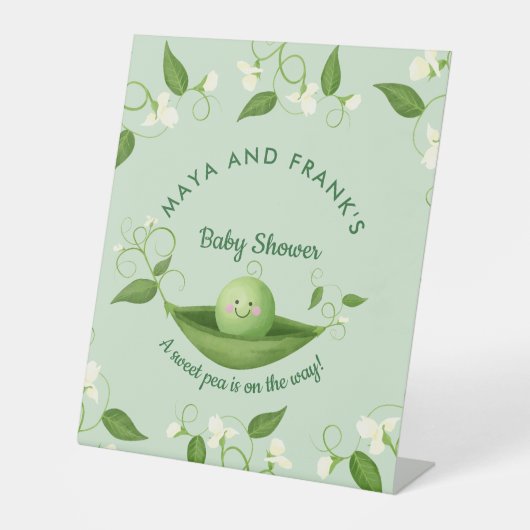 Signe De Table Pois doux dans un Baby shower de pois (Recto)