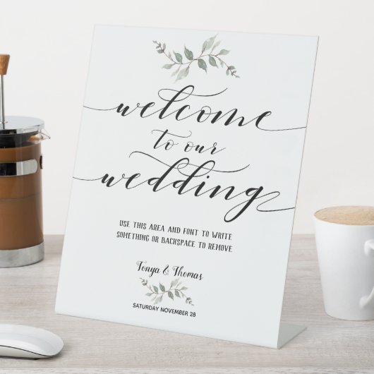 Signe De Table Police d'écriture Swash Bienvenue à notre mariage (In SItu)