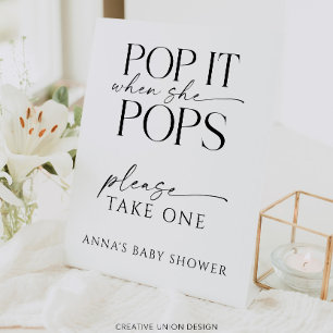 Signe De Table Pop When She Pops Baby shower Personnalisé Favoris
