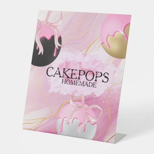 Signe De Table Pops de gâteau Boulangerie Traitements Rose (Recto)