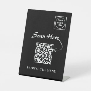 Signe De Table Porte-affiche de menu QR minimaliste