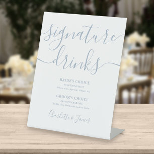 Signe De Table Porte-boissons de mariage avec écriture en bleu po