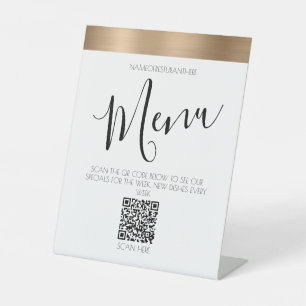 Signe De Table Porte-menu de restaurant code QR sur un présentoir