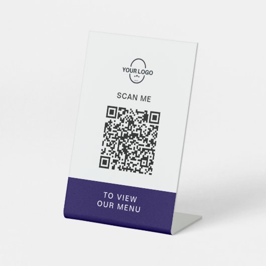 Signe De Table Porte-menu QR Code personnalisé | Restaurant sans (Recto)