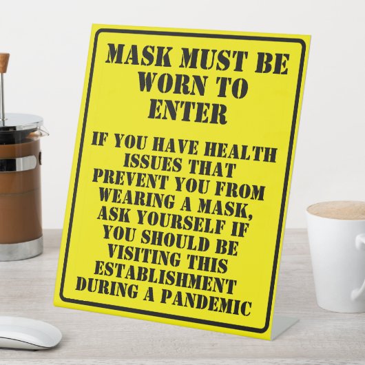 Signe De Table Porter Un Message De Masque (In SItu)