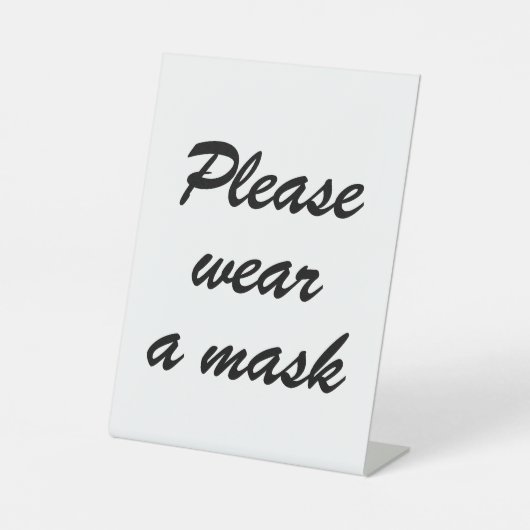 Signe De Table Portez un masque, noir et blanc élégant script (Recto)