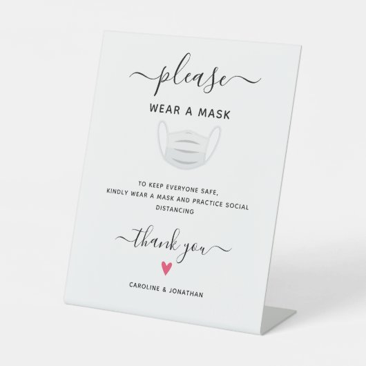 Signe De Table Portez un masque social qui dérange un simple coeu (Recto)