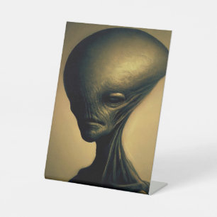 Signe De Table Portrait Alien tiré à la main