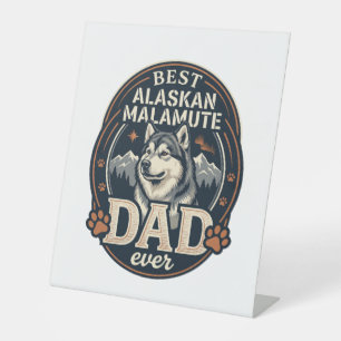 Signe De Table Portrait de chien père Malamute d'Alaska Badge Mon