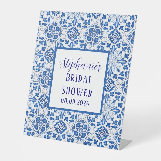 Signe De Table Portugais Carreaux Bleu Méditerranée Douche nuptia (Recto)