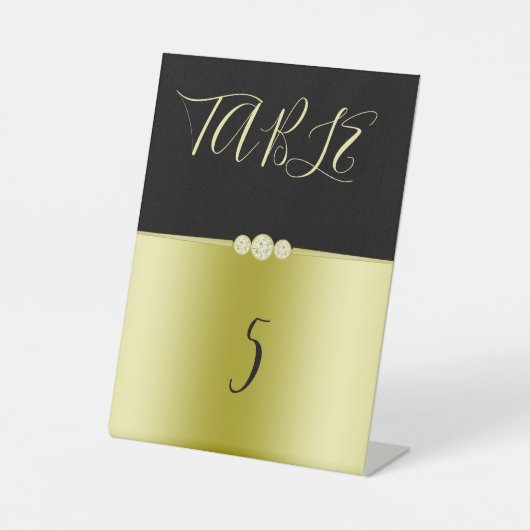 Signe De Table Posh Gold & Black Elegant Diamonds Anniversaire (Recto)