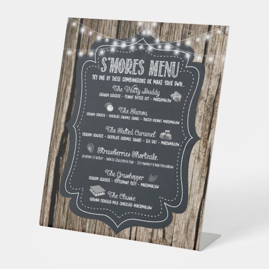 Signe De Table Poster Rustic S'mores Bar Signet Mariage (Recto)