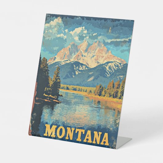 Signe De Table Poster Vintage voyage du Montana (Recto)