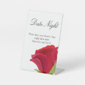 Signe De Table Pot de nuit de date de mariage Rose rouge (Recto)