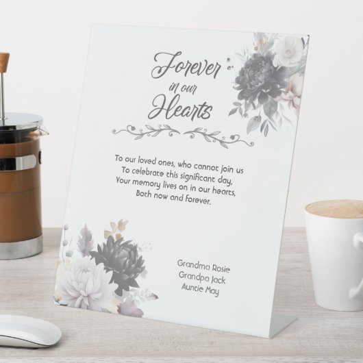 Signe De Table Pour toujours dans nos coeurs avec des noms Mariag (In SItu)