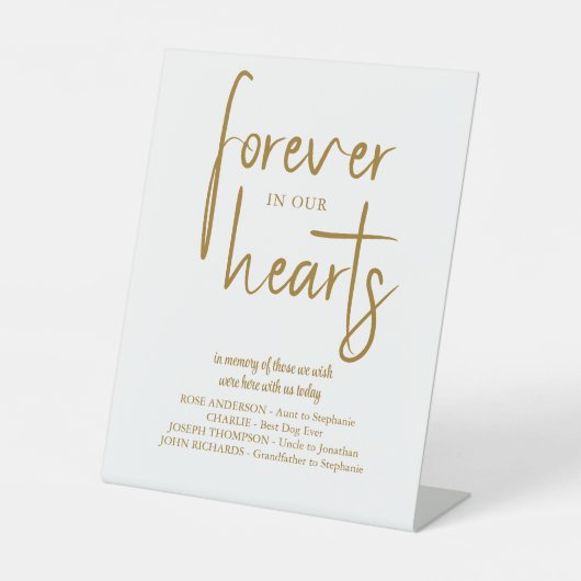 Signe De Table Pour toujours dans nos coeurs Mémorial Mariage d'o (Recto)