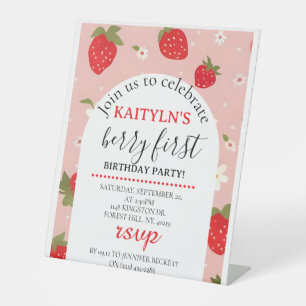 Signe De Table Premier anniversaire de fraise Berry