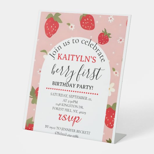 Signe De Table Premier anniversaire de fraise Berry (Recto)