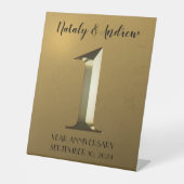 Signe De Table Premier mariage d'or métallique (Recto)